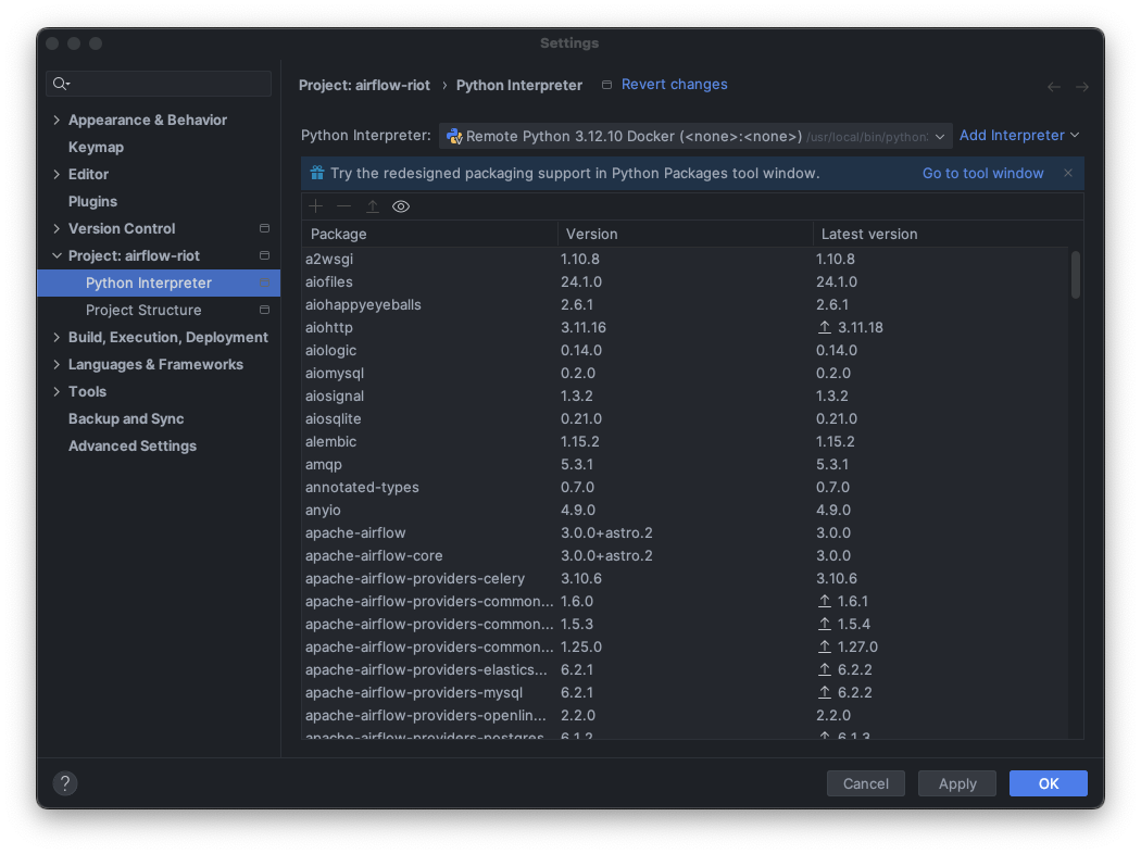 Use Python interpreter from Docker environment in PyCharm