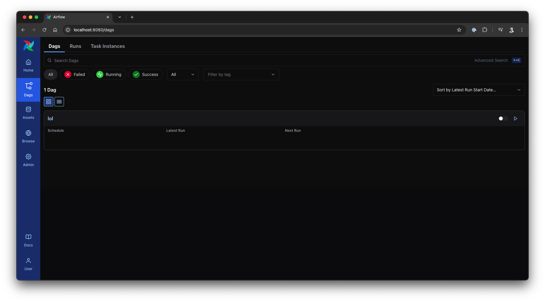 Airflow 3 UI: DAG list