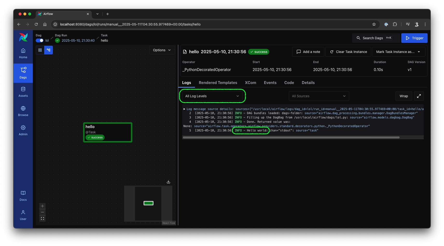 Airflow 3 UI: Task instance logs view