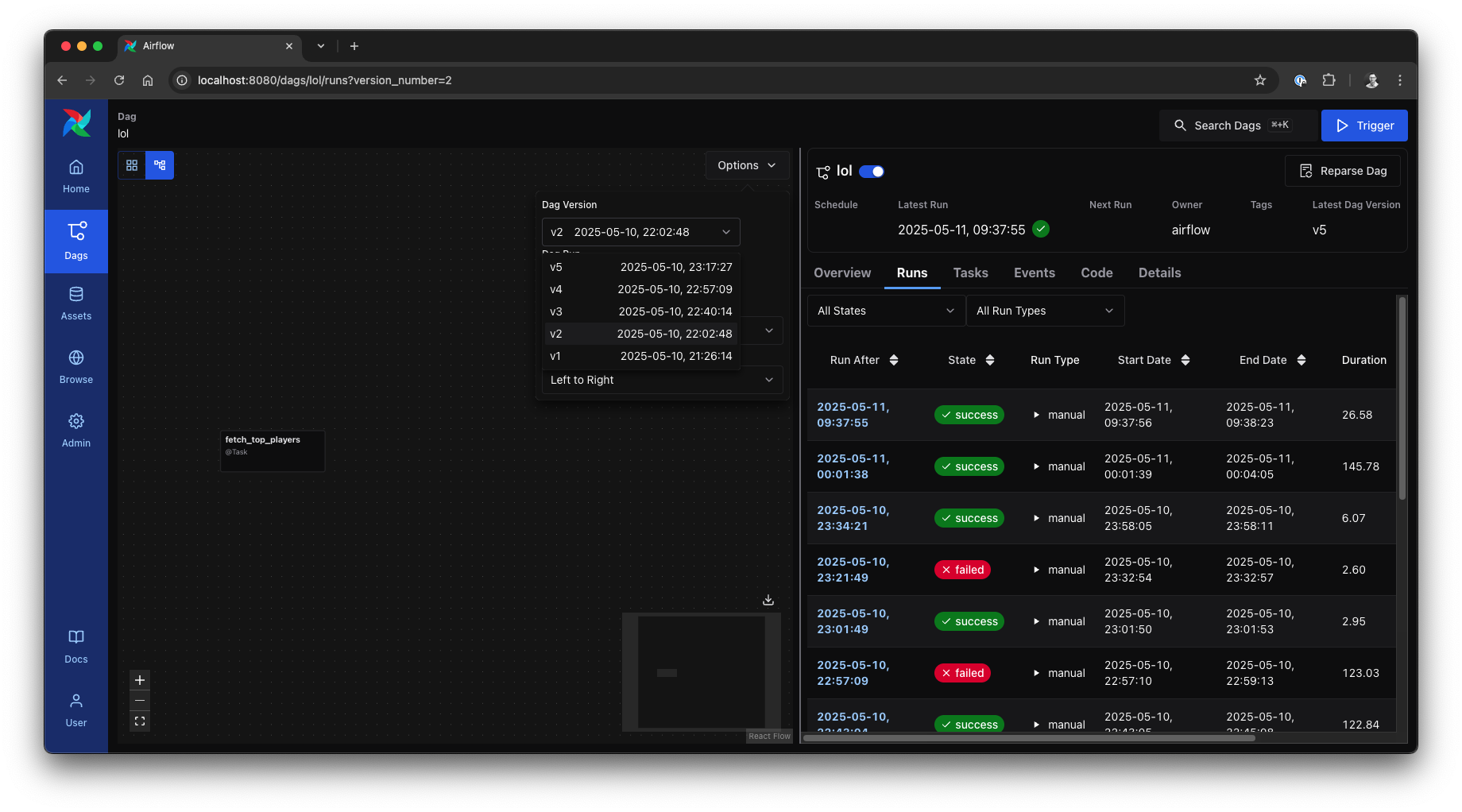DAG Versioning in graph view